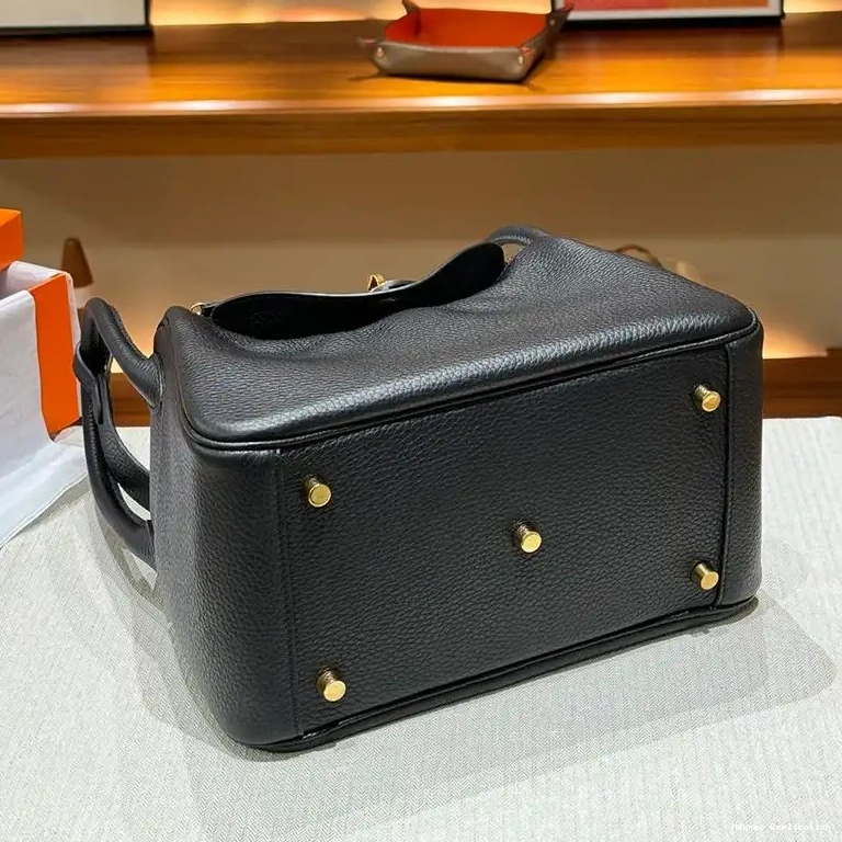 Affordable Hermes Leather Clemence Lindy Bag Gold In Black Hardware 0506